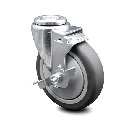 Service Caster 5 Inch Thermoplastic Rubber Wheel Swivel Bolt Hole Caster with Brake SCC SCC-BH20S514-TPRB-TLB